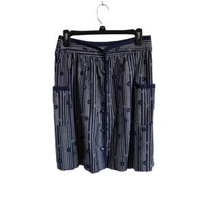 Coperative Womens Size‎ 6 Blue White Button Up Mini Skirt Pockets Linen Blend